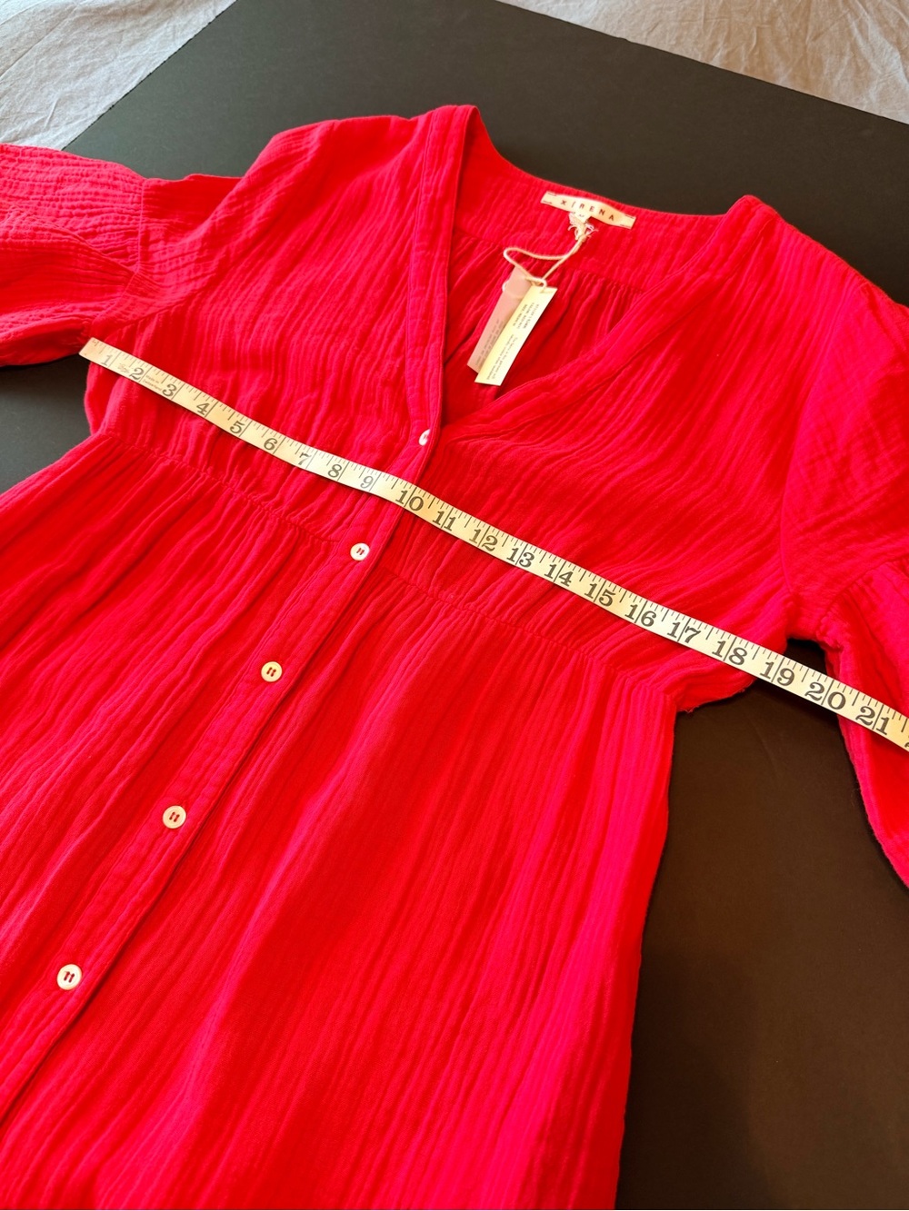 Xirena Kendall Cotton tiered midi dress, Red Hot, size M, NWT, buttondown - Picture 3 of 14
